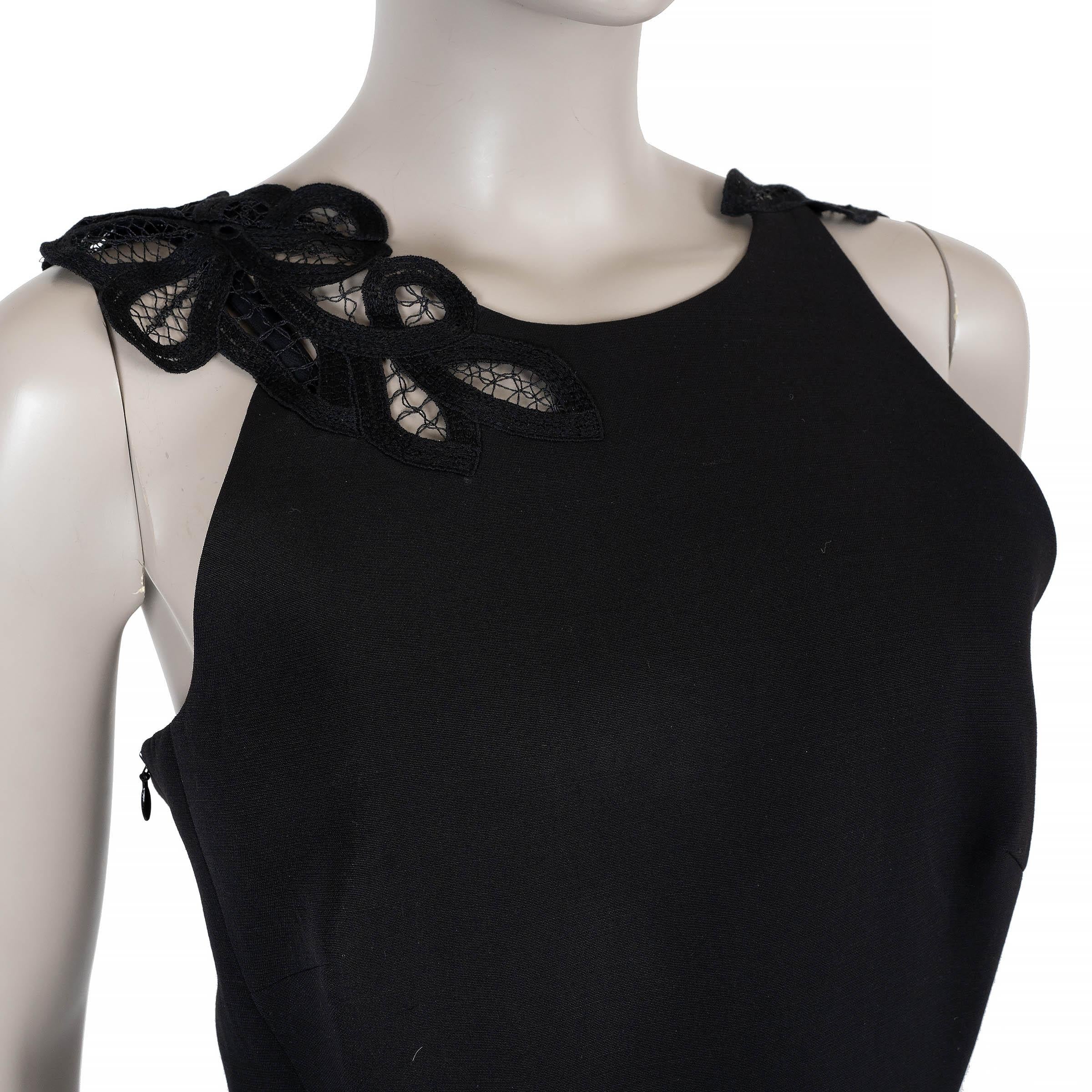 VICTORIA BECKHAM robe 10 S en soie et laine noire 2016 avec détails en dentelle Neuf - En vente à Zürich, CH
