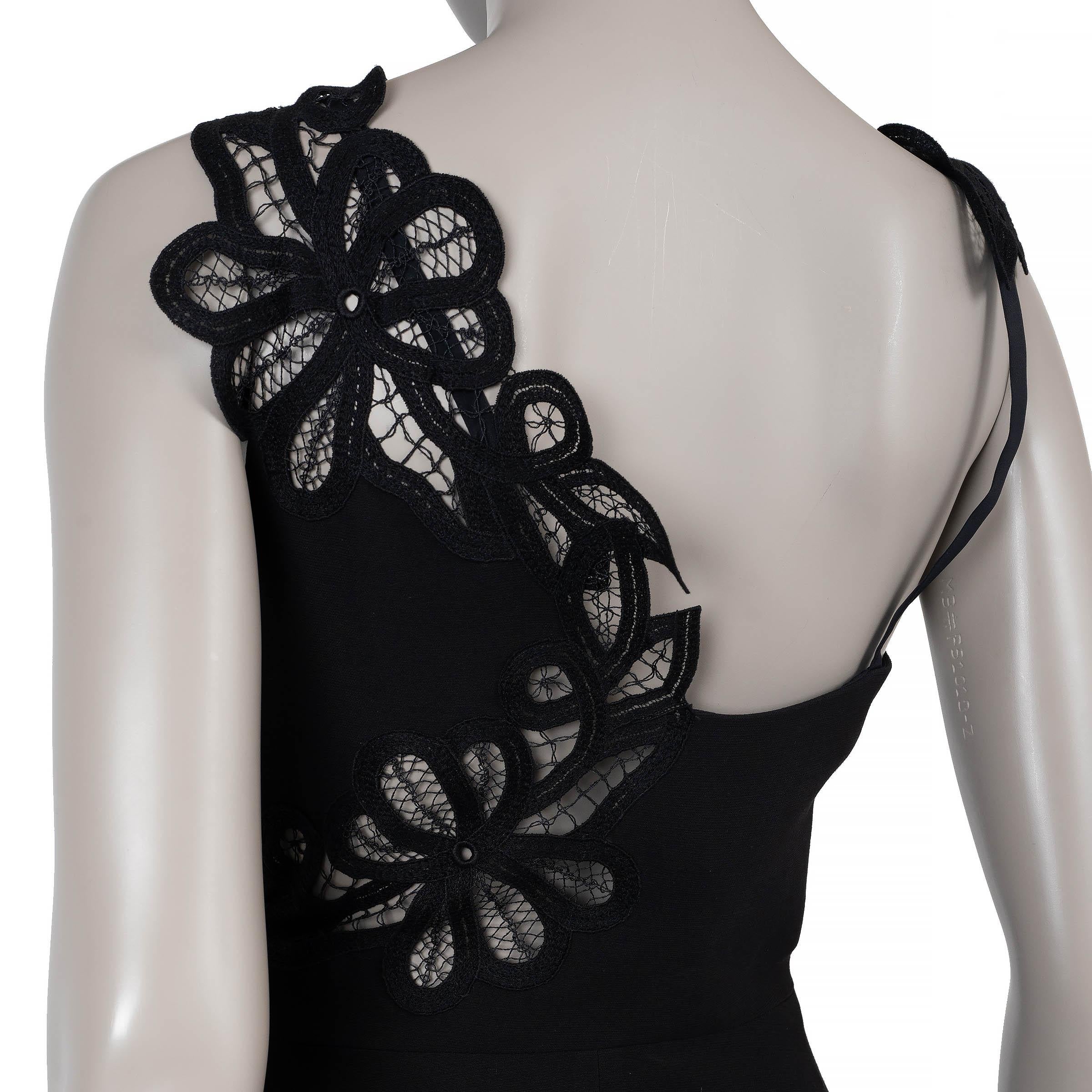 VICTORIA BECKHAM robe 10 S en soie et laine noire 2016 avec détails en dentelle Pour femmes en vente
