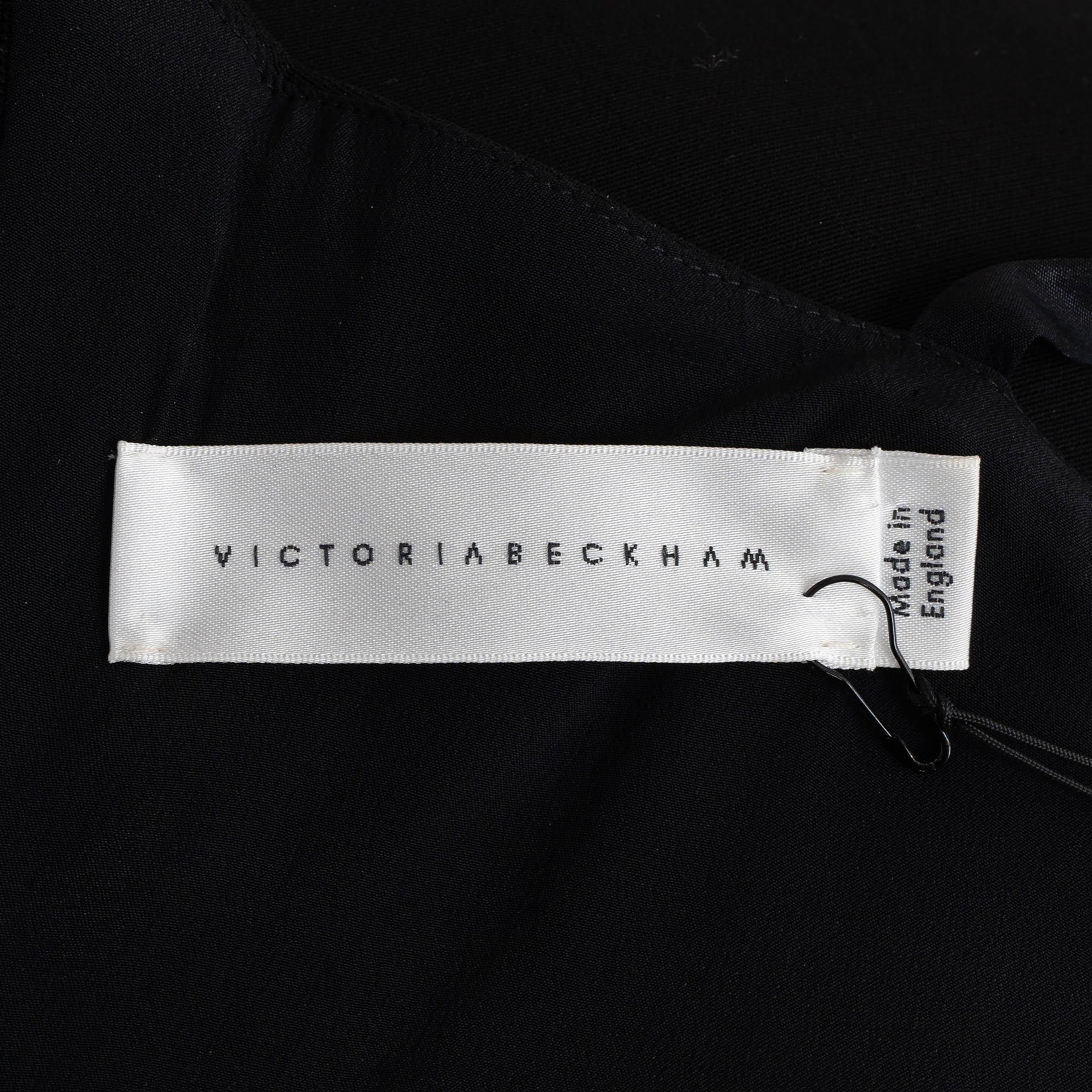 VICTORIA BECKHAM robe 10 S en soie et laine noire 2016 avec détails en dentelle en vente 1