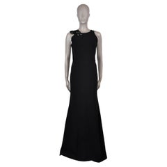 VICTORIA BECKHAM schwarz Seide & Wolle 2016 LACE DETAILED GOWN Kleid 10 S