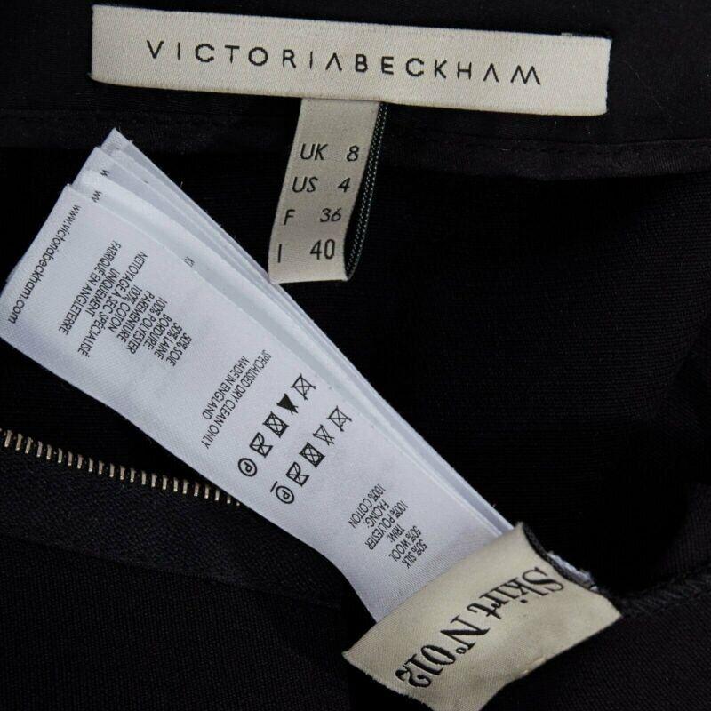 VICTORIA BECKHAM Schwarzer Seiden-Woll-Lacquared-Stoff an der Seite des Bleistiftrocks 25