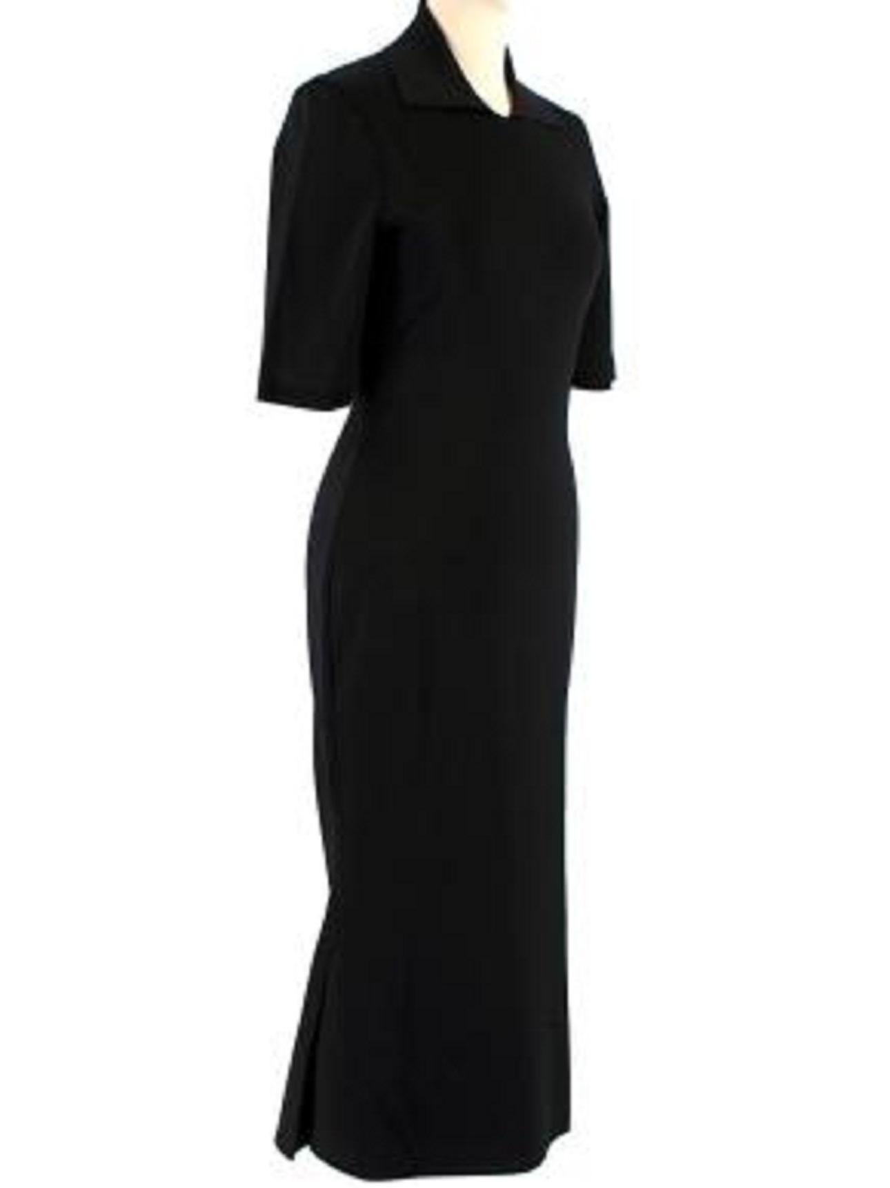 Victoria Beckham Black Stretch Knit Polo Midi Dress In Good Condition For Sale In London, GB