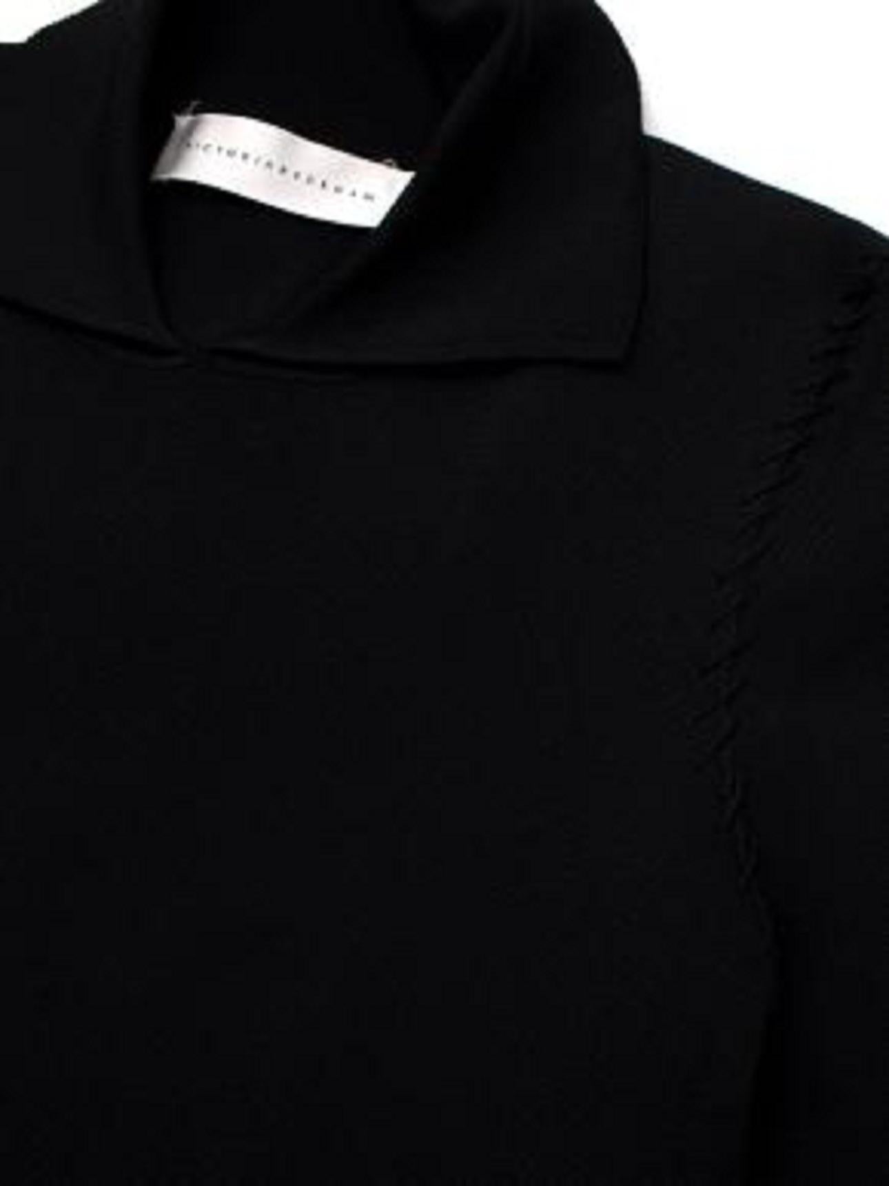 Victoria Beckham Black Stretch Knit Polo Midi Dress For Sale 1