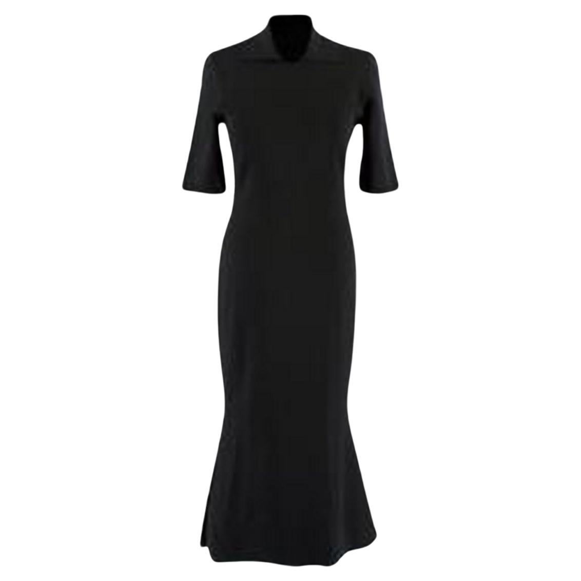 Victoria Beckham Black Stretch Knit Polo Midi Dress For Sale