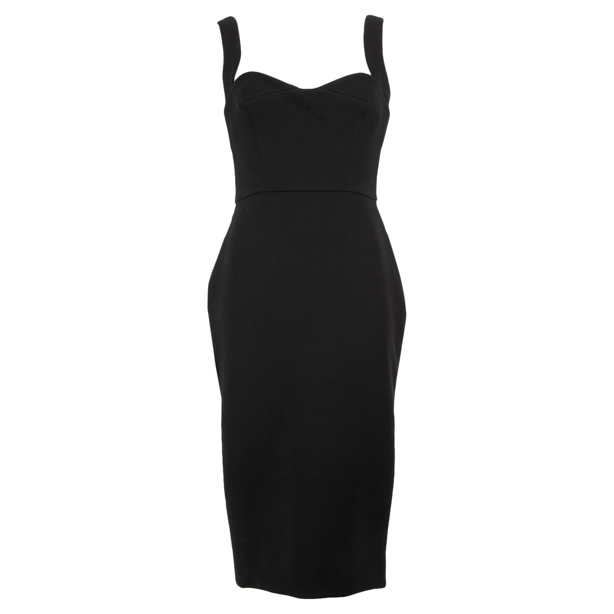 Victoria Beckham Black Sweetheart Neck Midi Dress Size L