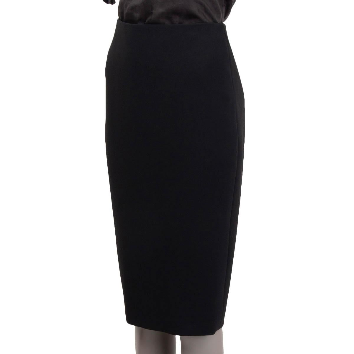 VICTORIA BECKHAM black triacetate ZIPPER PENCIL Skirt UK 10 S In Excellent Condition In Zürich, CH