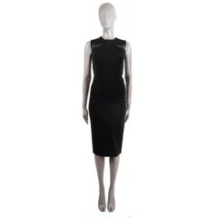 VICTORIA BECKHAM black viscose MESH PANELLED SHEATH Dress 10 S
