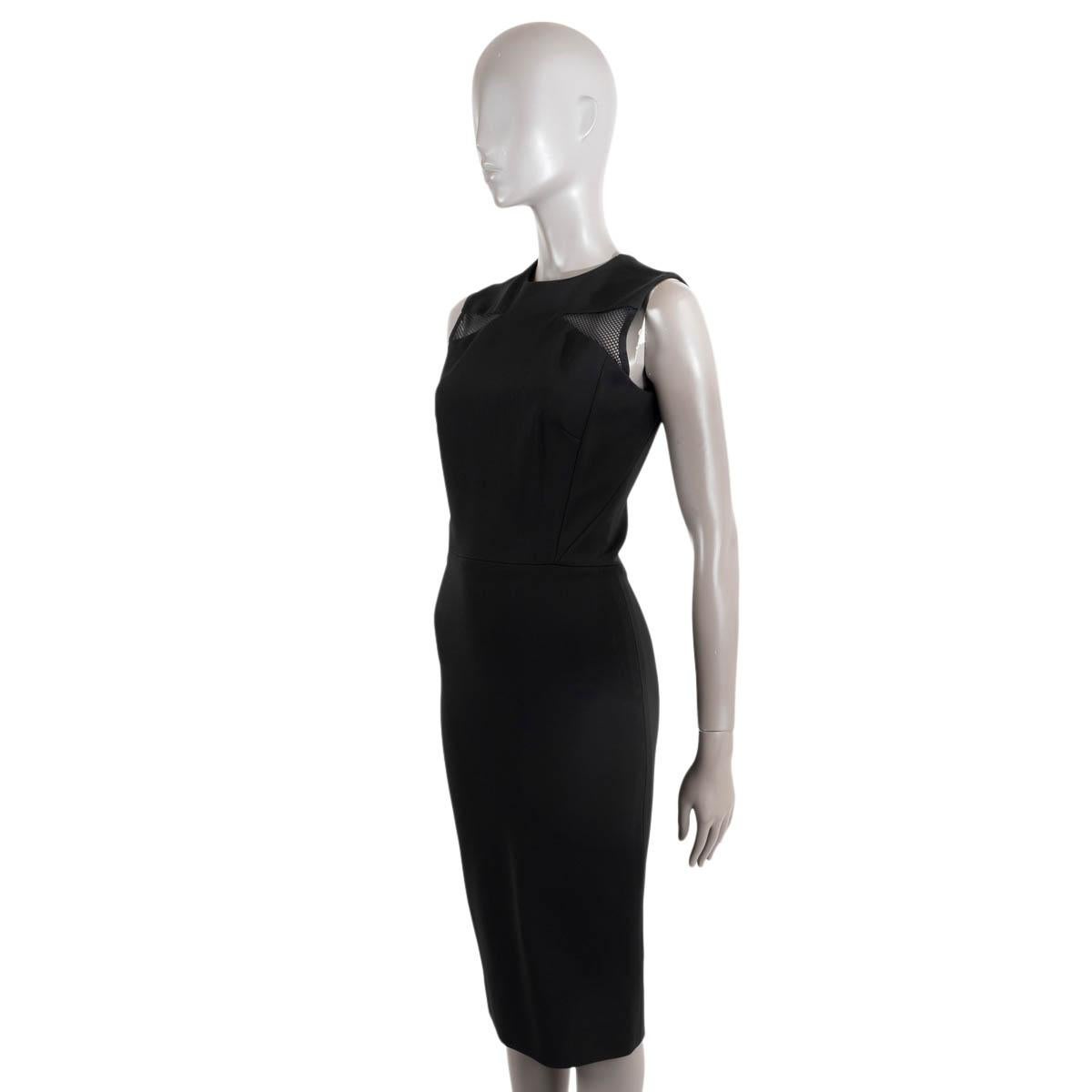 Women's VICTORIA BECKHAM black viscose MESH PANELLED SHEATH Dress 10 S For Sale