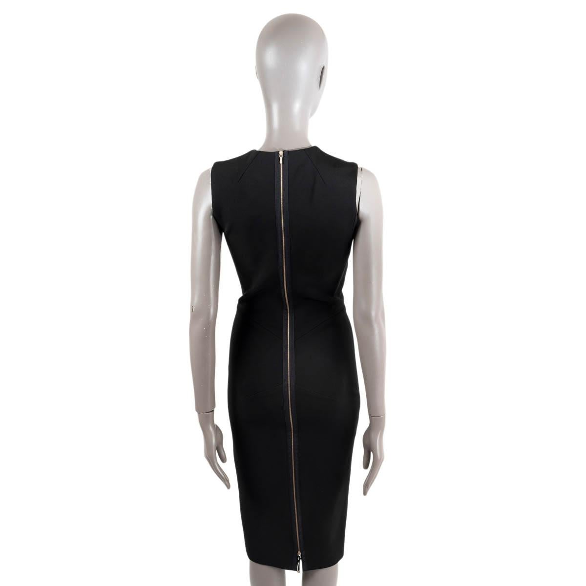 VICTORIA BECKHAM black viscose MESH PANELLED SHEATH Dress 10 S For Sale 1