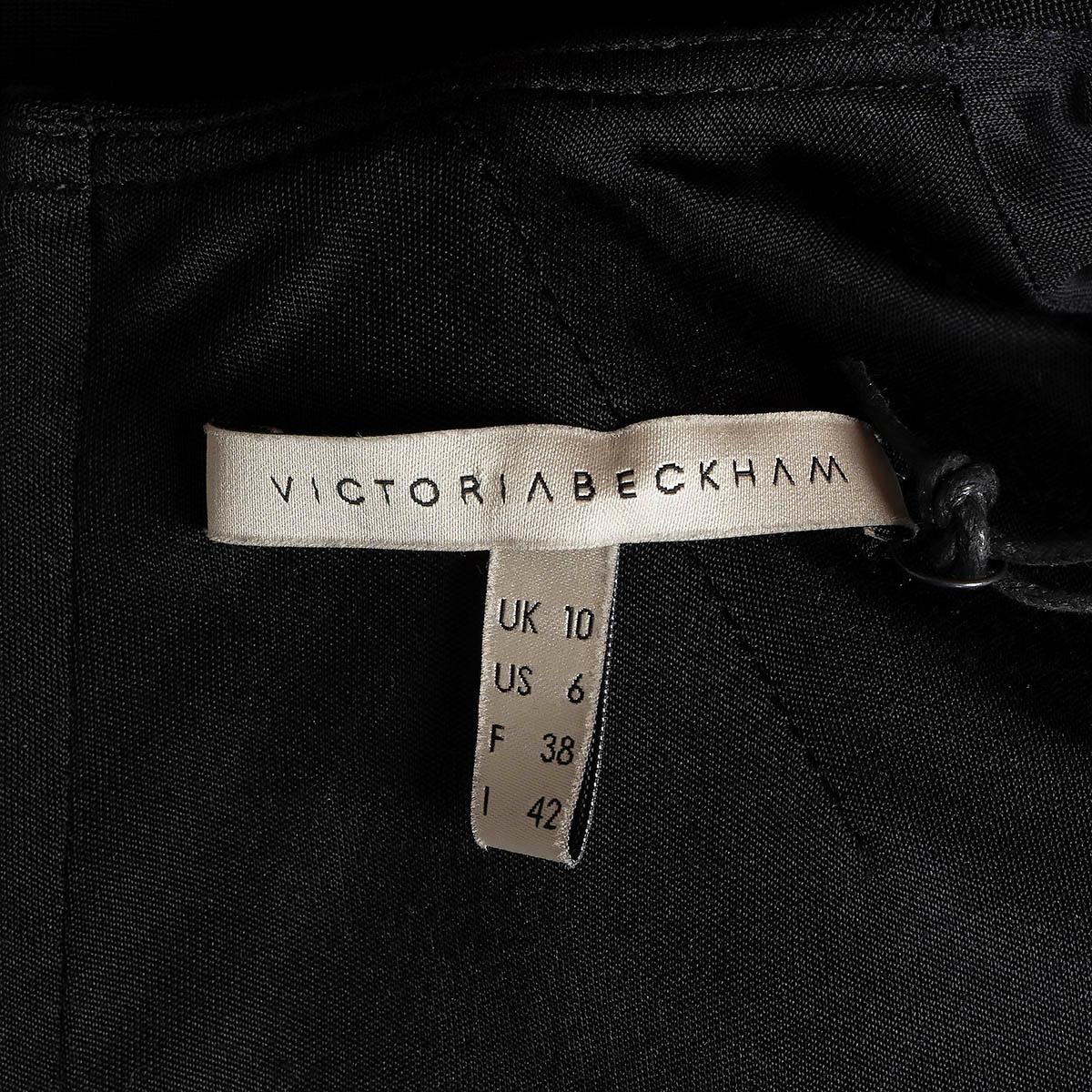 VICTORIA BECKHAM black viscose MESH PANELLED SHEATH Dress 10 S For Sale 4