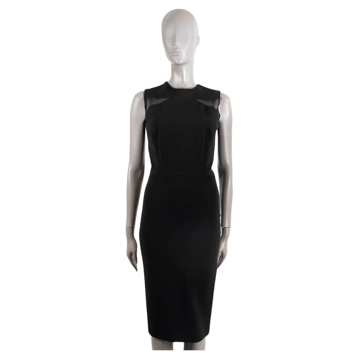 VICTORIA BECKHAM black viscose MESH PANELLED SHEATH Dress 10 S For Sale