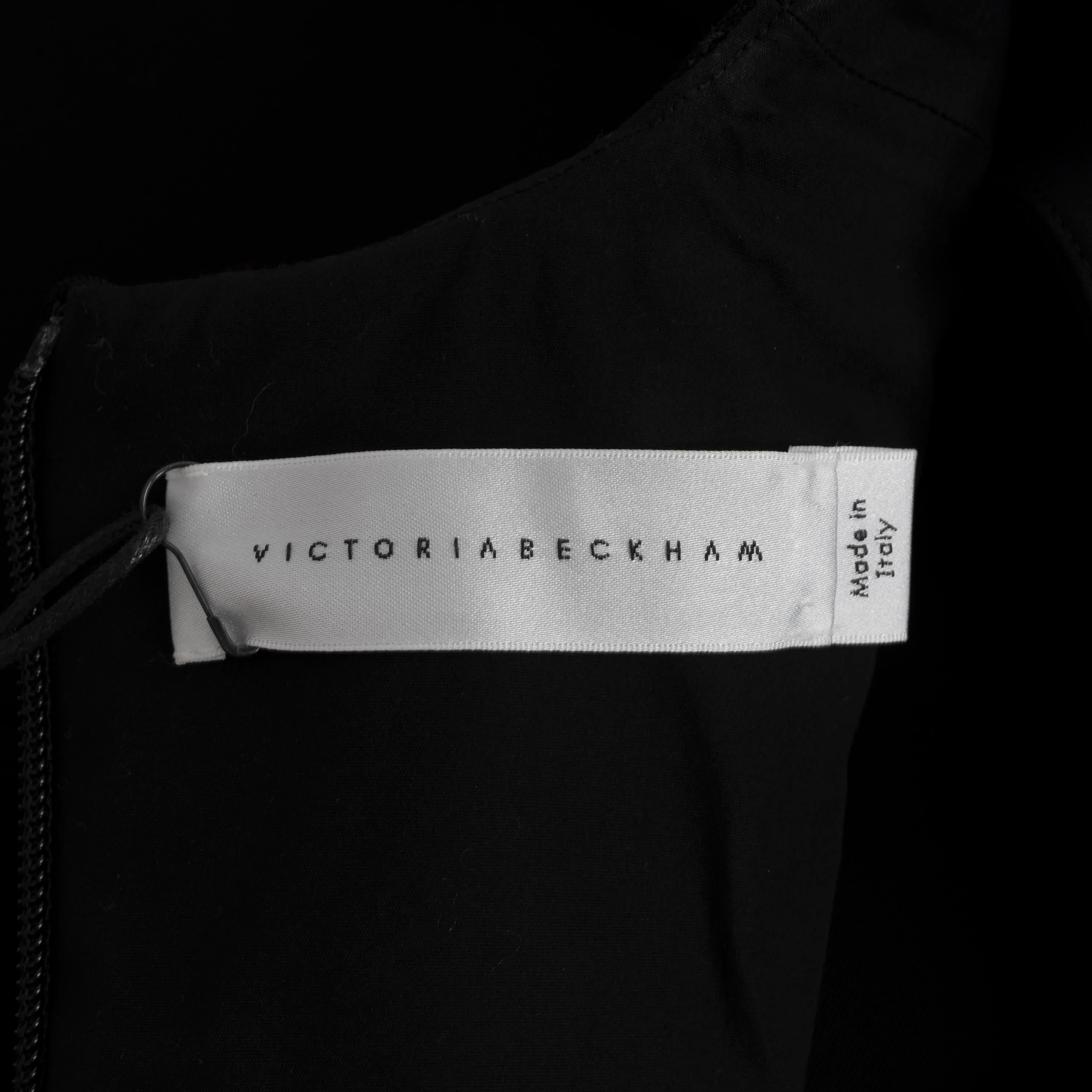 VICTORIA BECKHAM black viscose SLEEVELESS FLARED MINI Dress 12 M For Sale 2