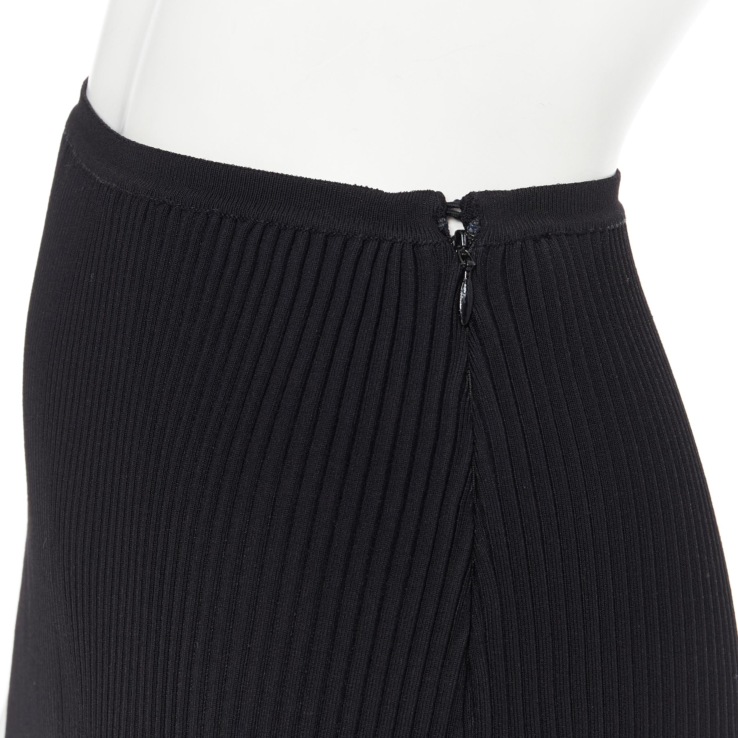 VICTORIA BECKHAM black white colorblocked ribbed fit flare midi skirt XS In Good Condition For Sale In Hong Kong, NT