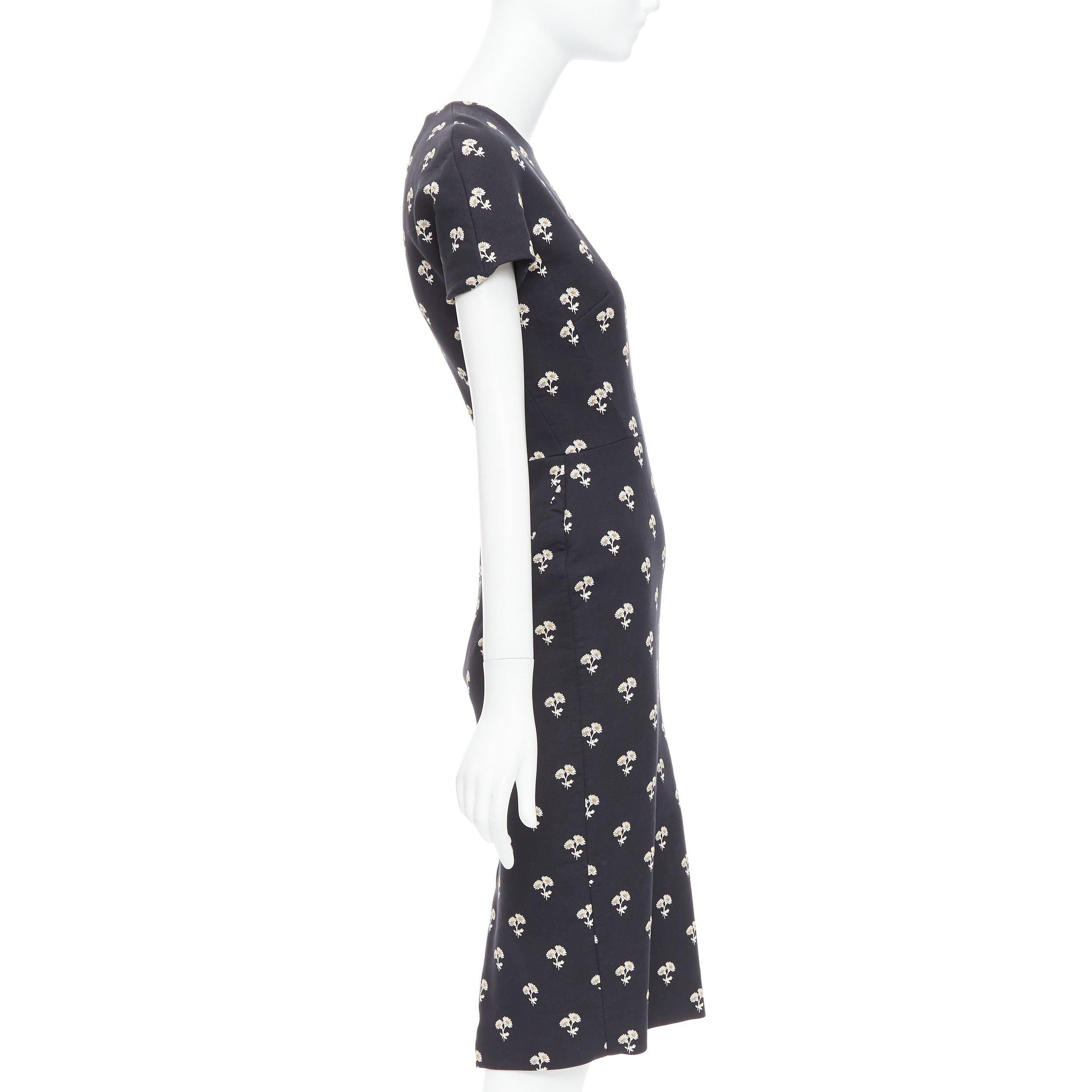 VICTORIA BECKHAM black white daisy floral cotton sheath dress UK10 M In Excellent Condition In Hong Kong, NT