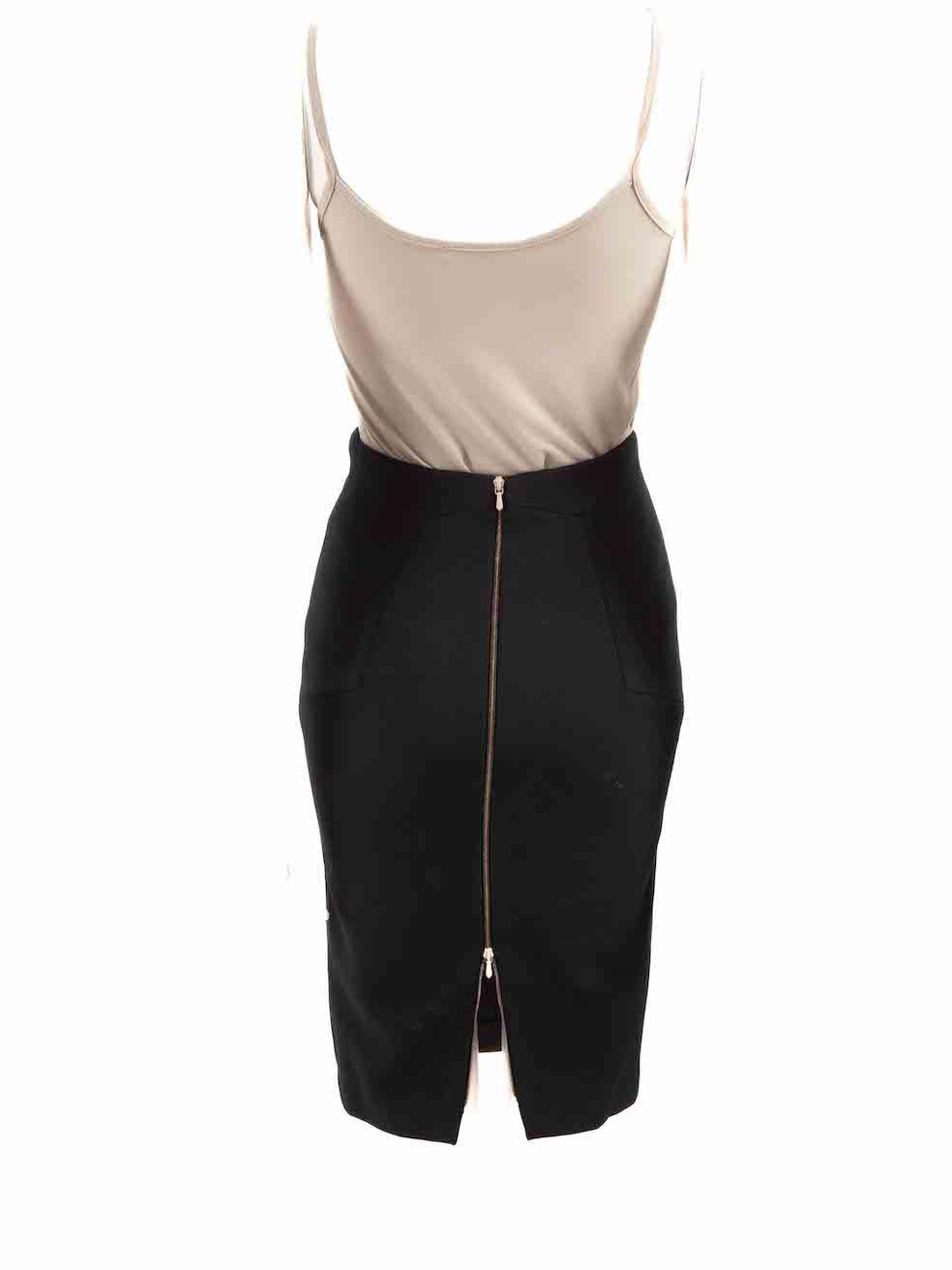 Victoria Beckham Black Wool Midi Pencil Skirt Size XS In Good Condition For Sale In London, GB
