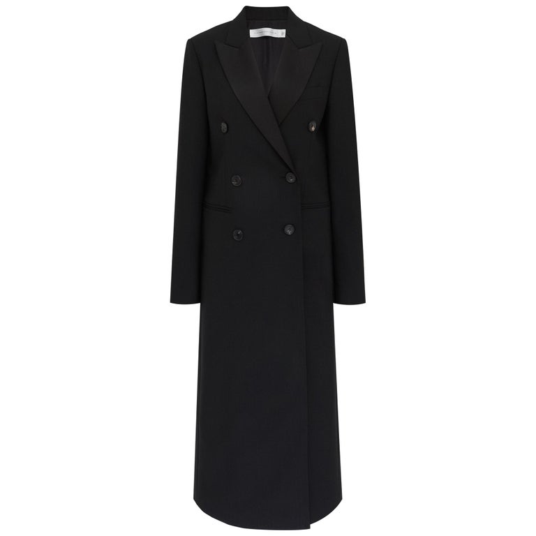 Victoria Beckham Black Wool and Mohair Blend Tailored Tuxedo Coat ...