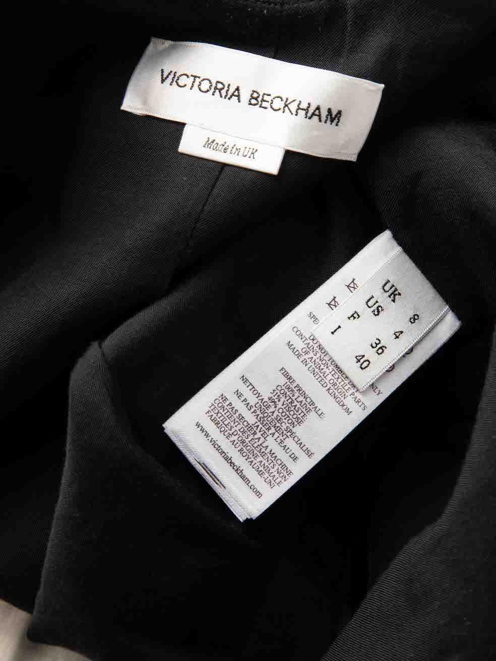 Women's Victoria Beckham Black Wool Ottoman Waistcoat Size S For Sale