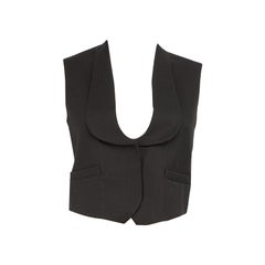 Victoria Beckham Black Wool Ottoman Waistcoat Size S