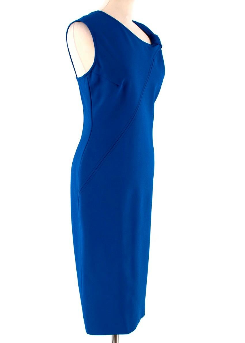 Victoria Beckham Blue Tie-Neck Effect Maxi-Length Dress

- Maxi length 
- Sleeveless fitted design 
- Tie neck illusion detailing 
- Sculpting viscose/ elastane blend
- Back zip fastening 

Materials 
93% viscose, 7% elastane 

Dry clean only

Made