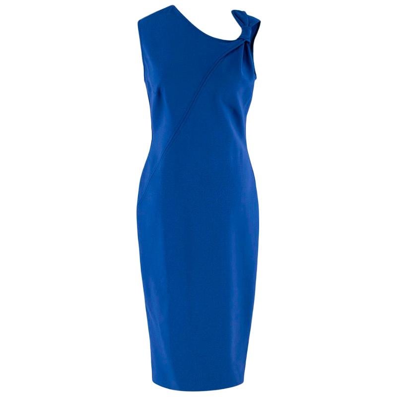Victoria Beckham Blue Bow Detail Midi Dress - Size US 8 For Sale