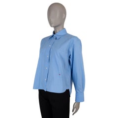 Victoria Beckham: camisa de popelín azul de algodón, corte cuadrado y corto, 2024, talla UK 6 (XS)