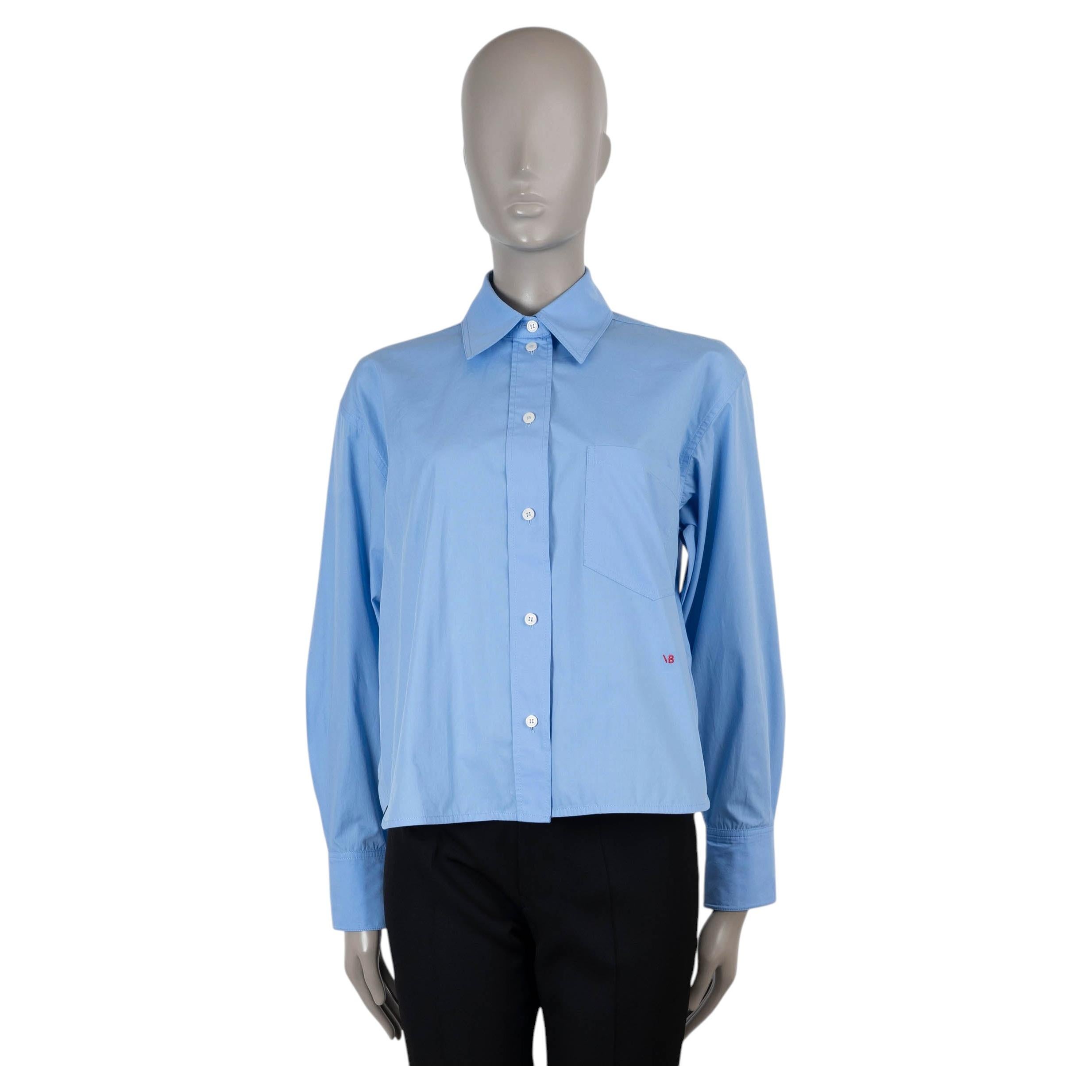 Victoria Beckham: camisa de popelín azul de algodón, corte cuadrado y corto, 2024, talla UK 6 (XS) en venta