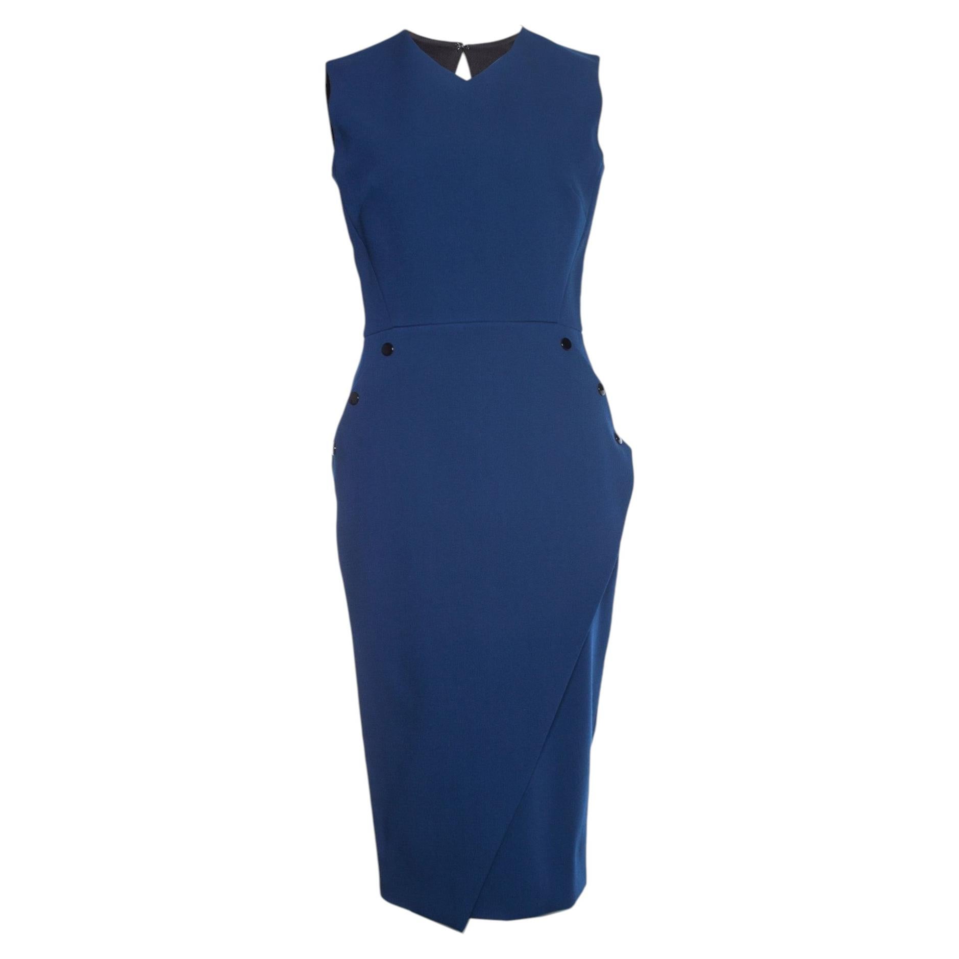 Victoria Beckham, Blue crepe dress with buttons