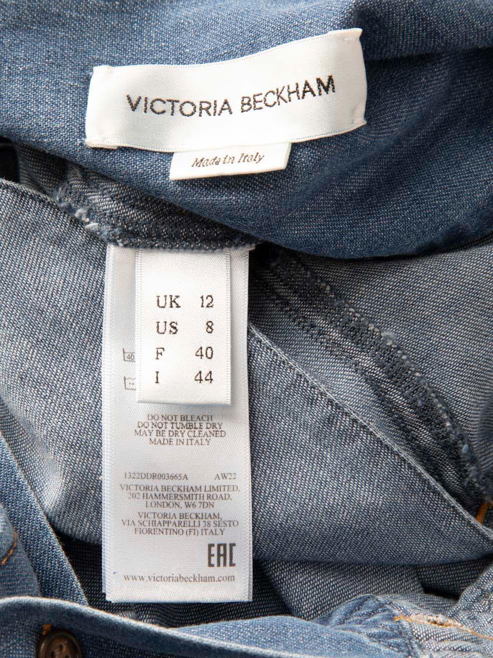 De las mujeres Victoria Beckham Vestido vaquero azul de manga larga Talla L