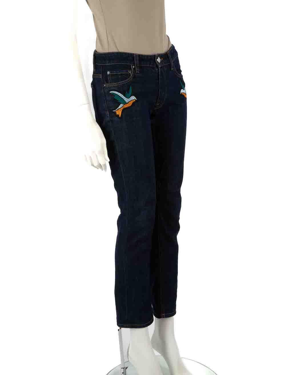 CONDITION is Very good. Minimal wear to trousers is evident. Minimal loose thread to front button stitching. The front button closure is slightly tarnished on this used Victoria Victoria Beckham designer resale item.
 
Details
Blue
Denim
Jeans
Slim