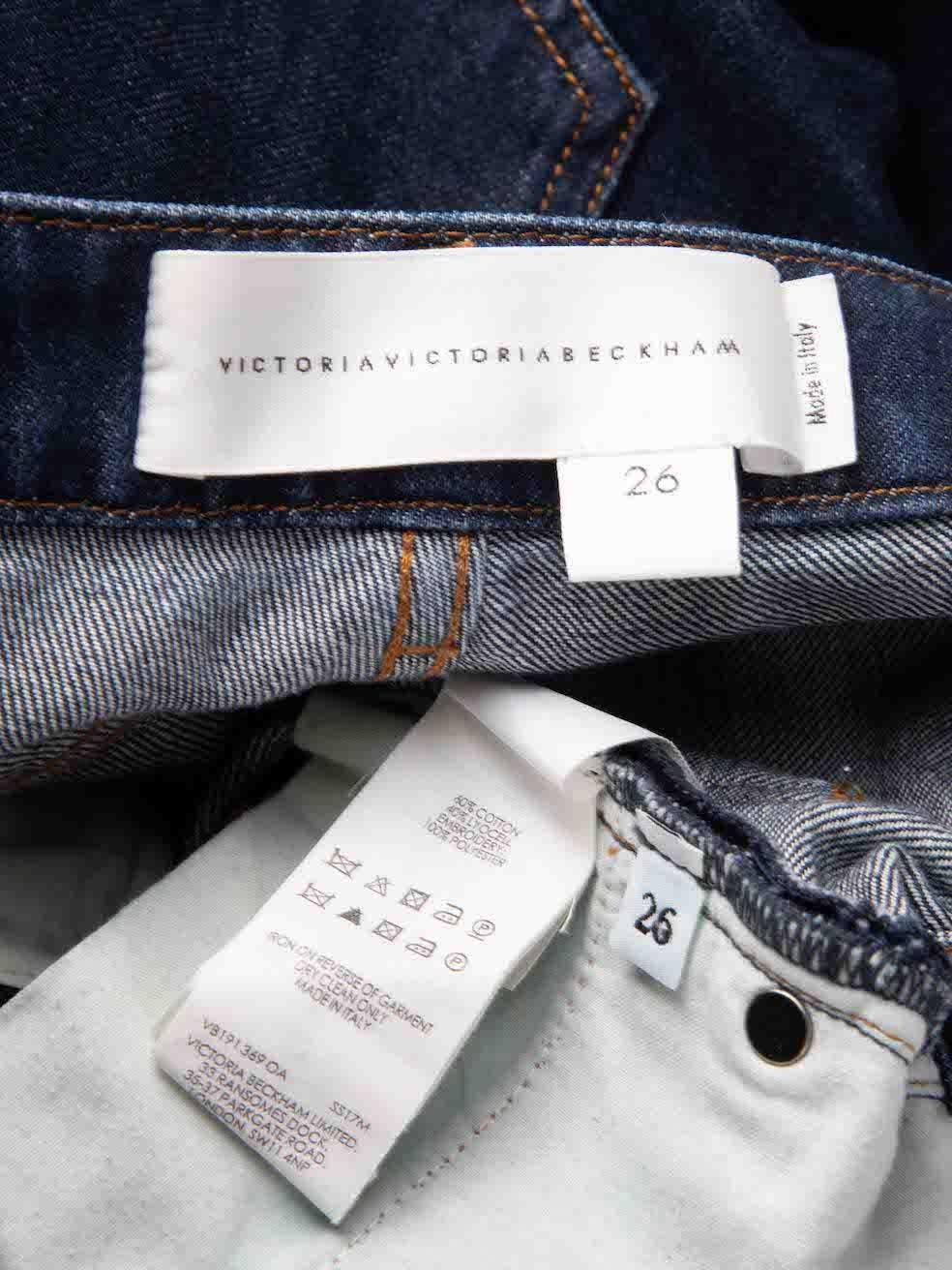 Victoria Beckham Blue Denim Low-Rise Slim Jeans Size S For Sale 1