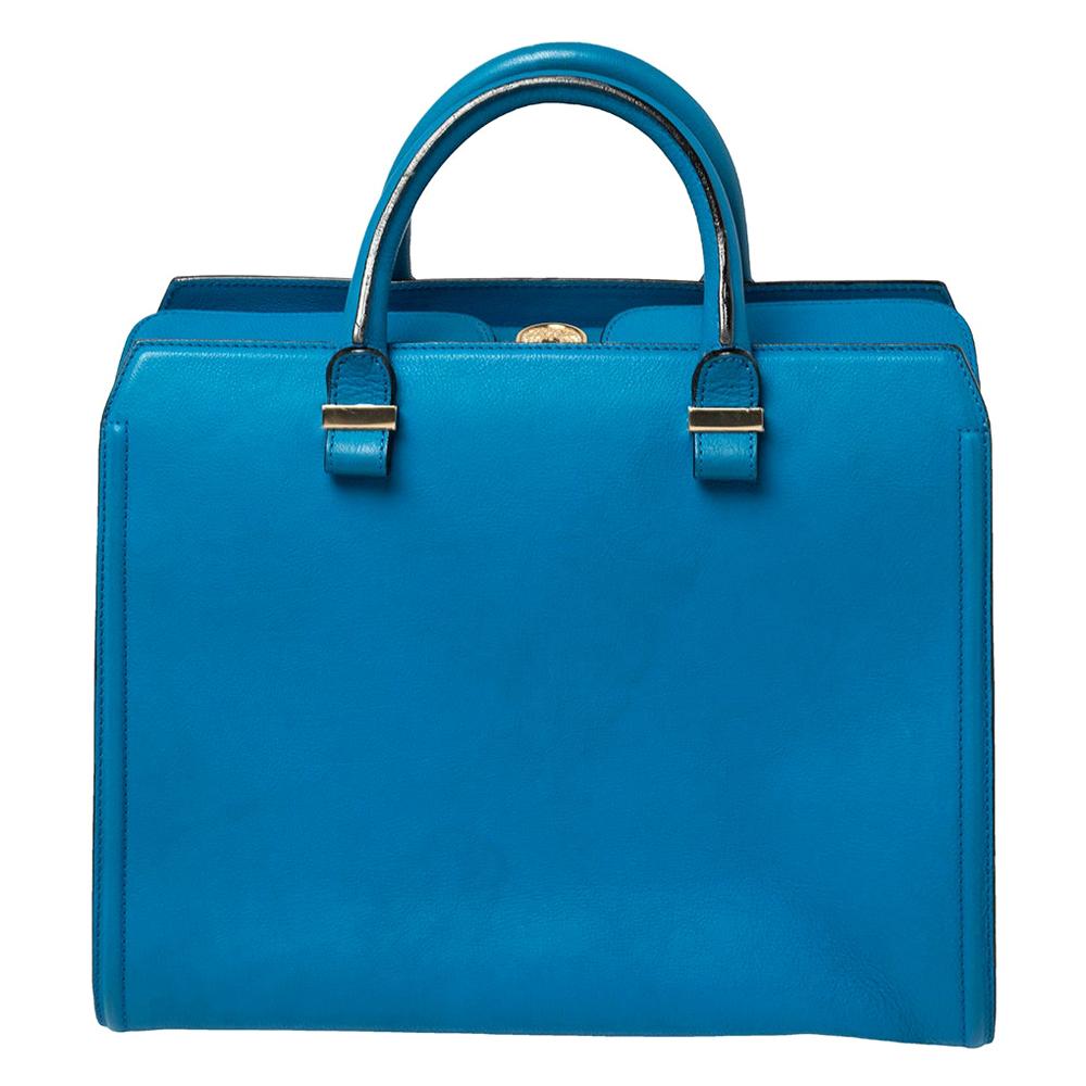 Victoria Beckham Blue Leather Victoria Tote