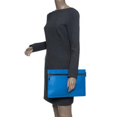 Victoria Beckham Blue Leather Zip Clutch
