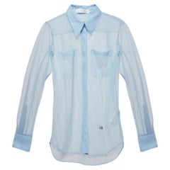 Victoria Beckham - Camicia a maniche intere con bottoni in nylon trasparente blu S