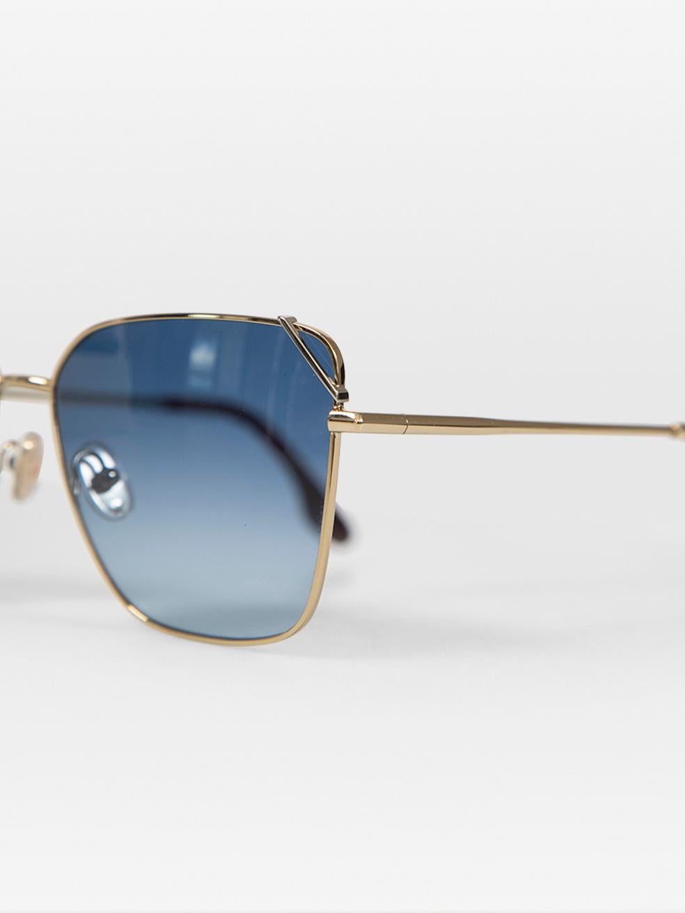 Victoria Beckham Blue Square Gradient Sunglasses For Sale 3
