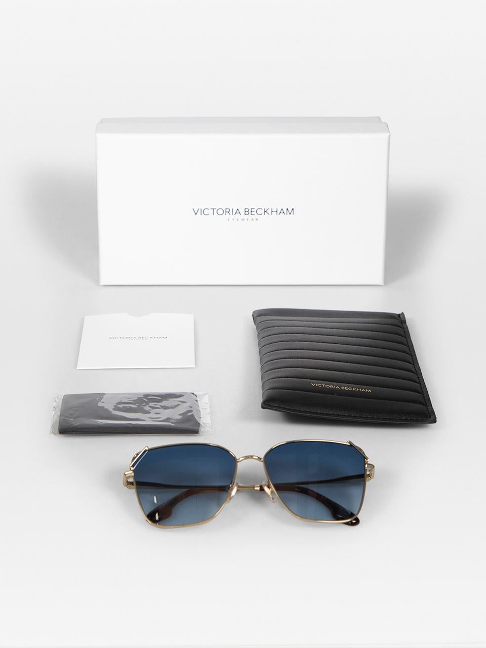 Victoria Beckham Blue Square Gradient Sunglasses For Sale 4