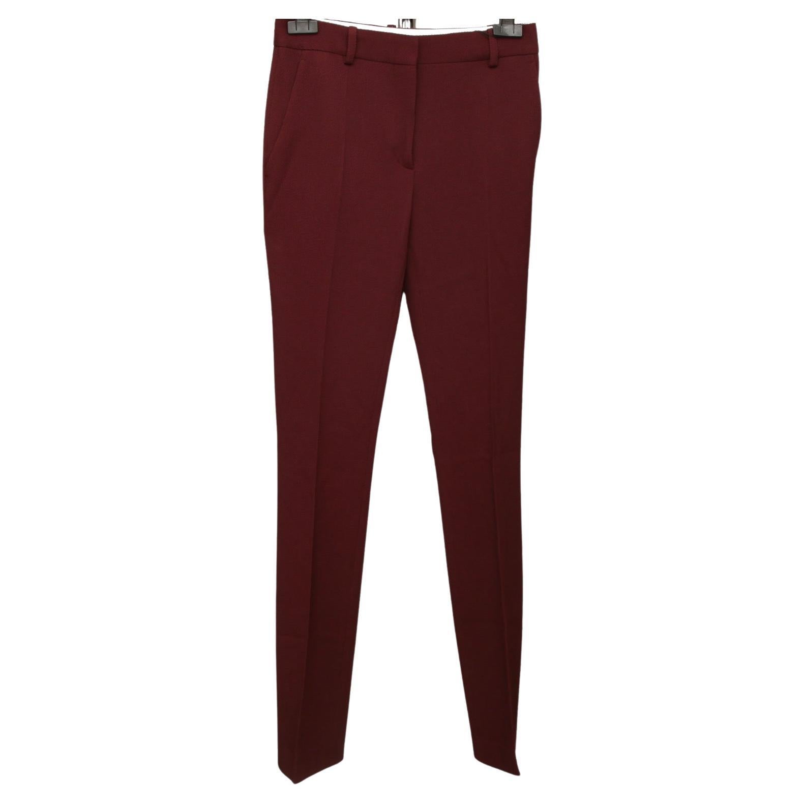 VICTORIA BECKHAM Bordeaux Wool Pant Trouser Pockets Zip Button Sz 4 BNWT 2019 For Sale