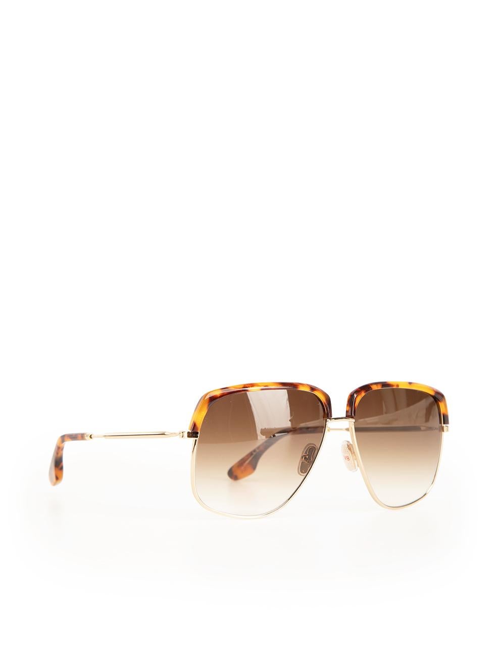 Beige Victoria Beckham Brown & Gold Tortoiseshell Sunglasses
