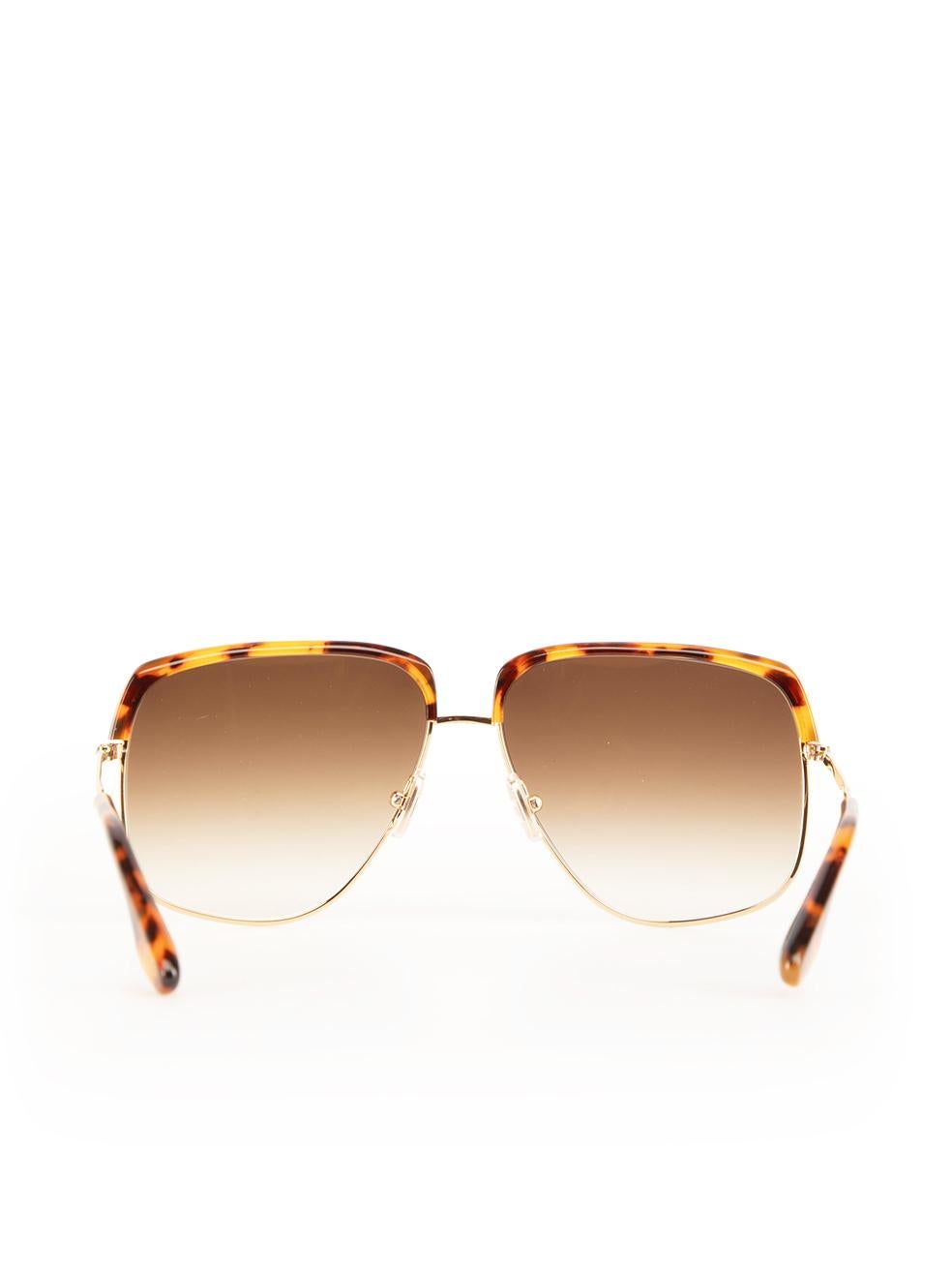 Victoria Beckham Brown & Gold Tortoiseshell Sunglasses In New Condition In London, GB