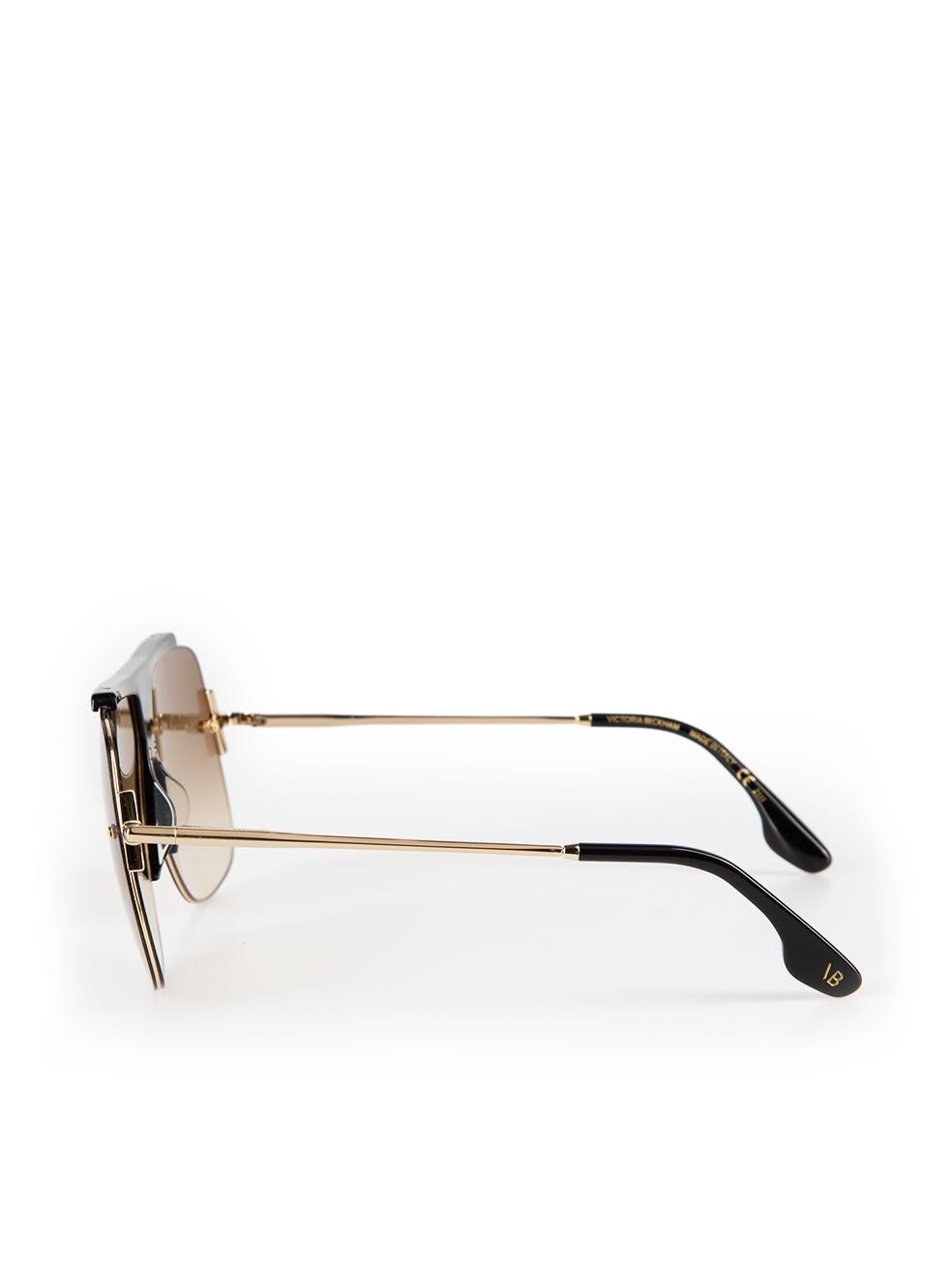 Victoria Beckham Brown Gradient Navigator Sunglasses For Sale 1