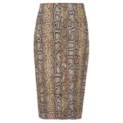 Victoria Beckham Brown Snakeskin Pencil Skirt Size M