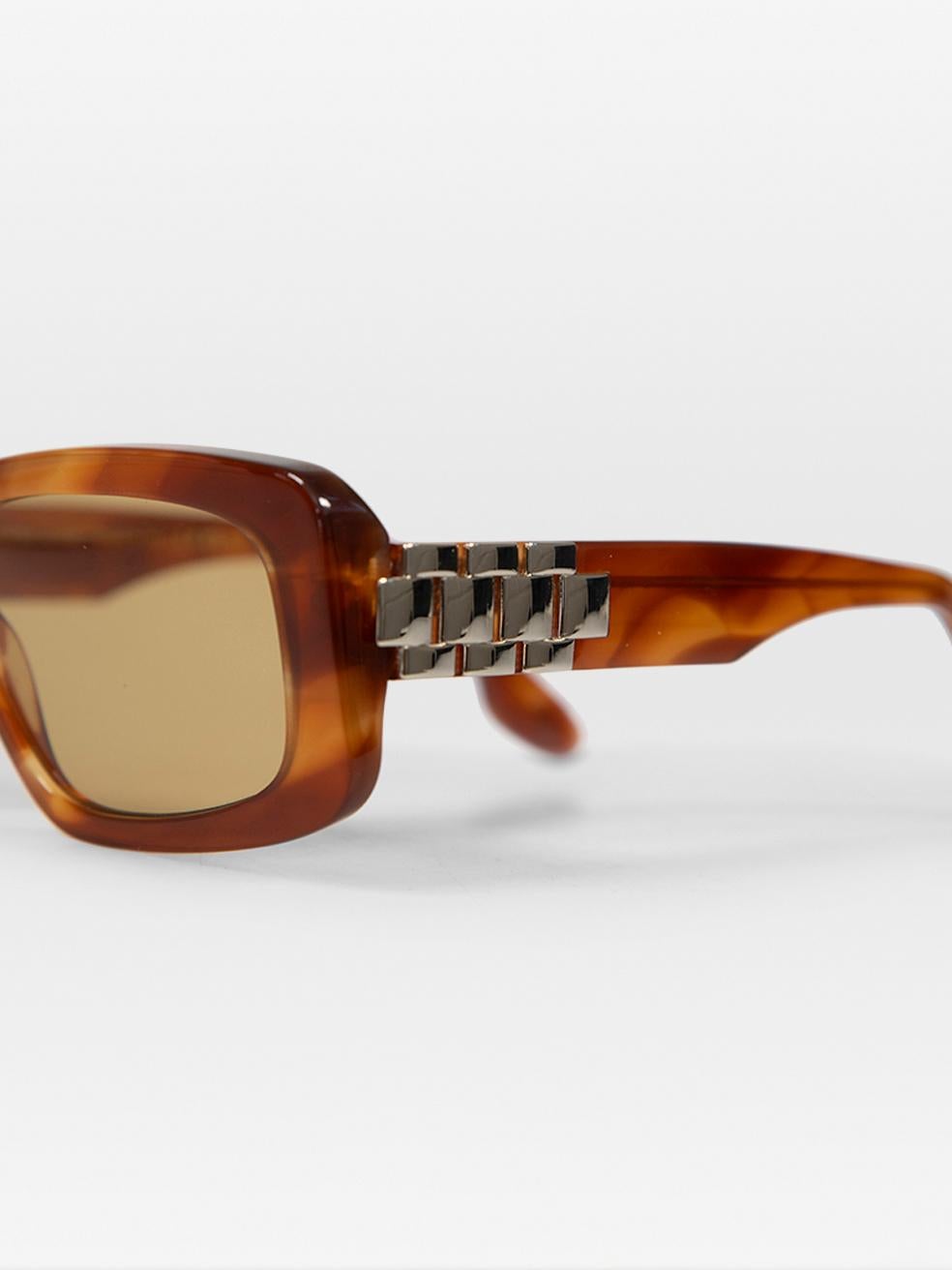 Victoria Beckham Brown Striped Rectangular Sunglasses For Sale 4
