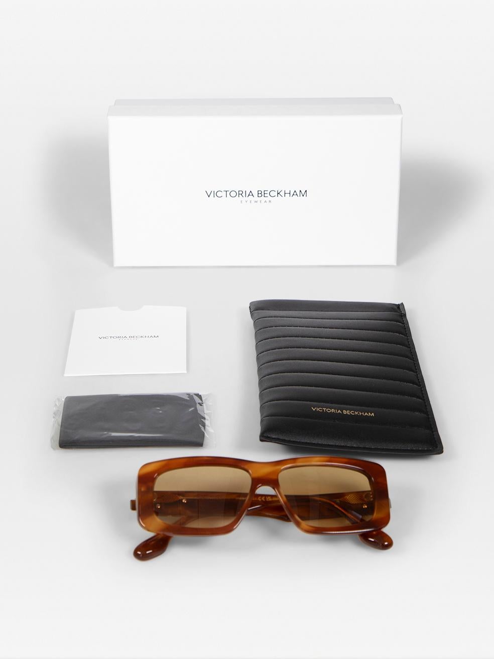 Victoria Beckham Brown Striped Rectangular Sunglasses For Sale 5