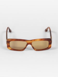 Victoria Beckham Brown Striped Rectangular Sunglasses