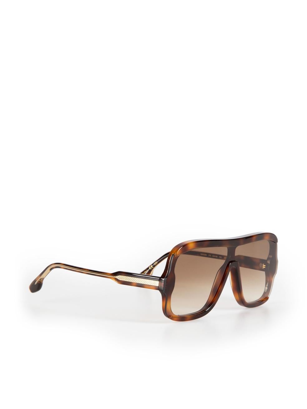 Victoria Beckham Brown Tortoiseshell Shield Sunglasses In New Condition For Sale In London, GB