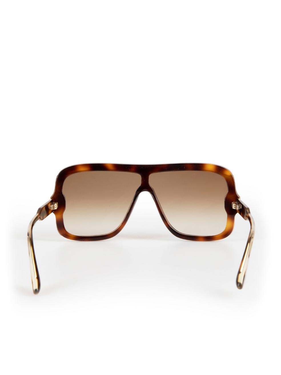 Women's Victoria Beckham Brown Tortoiseshell Shield Sunglasses For Sale