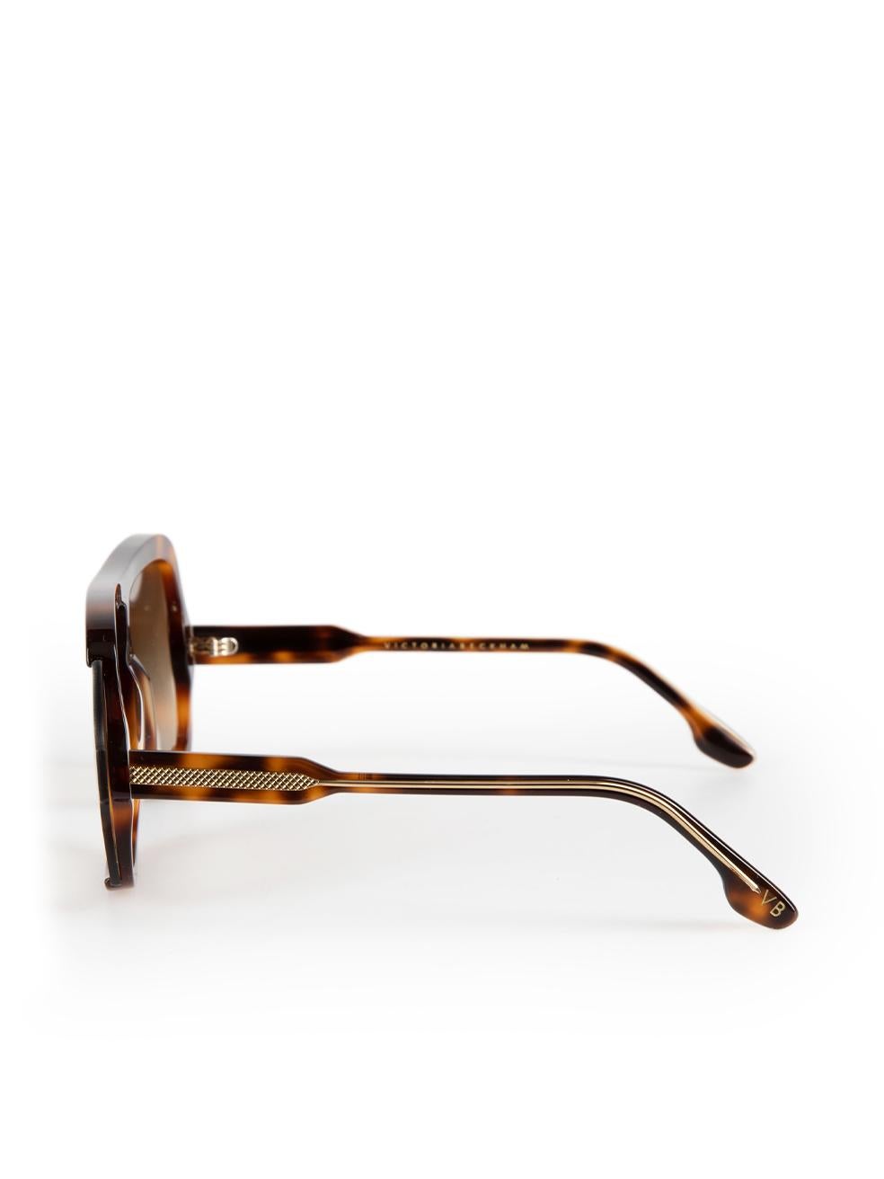 Victoria Beckham Brown Tortoiseshell Shield Sunglasses For Sale 1