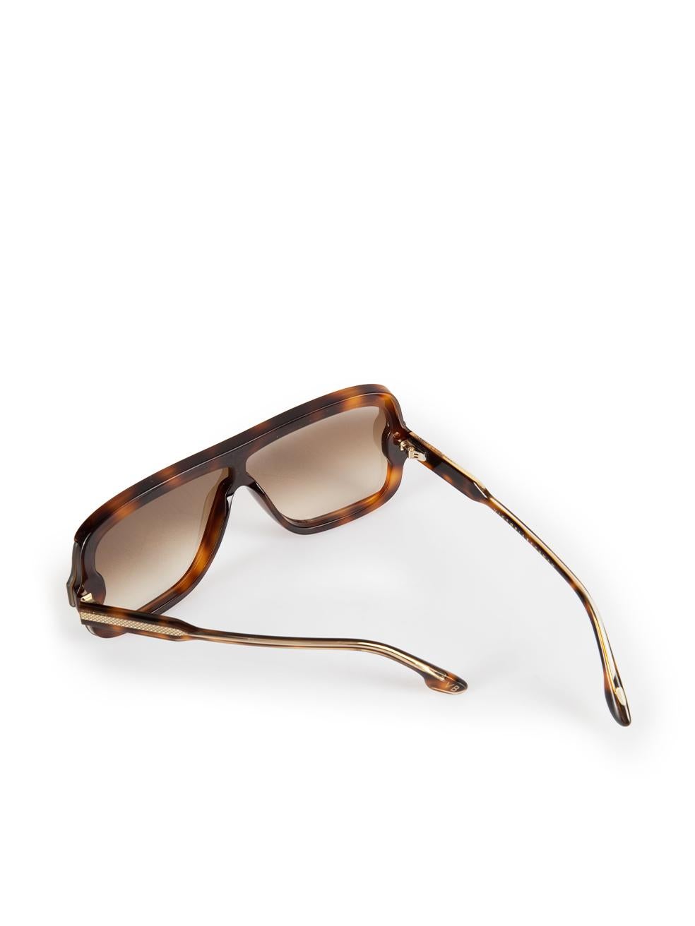 Victoria Beckham Brown Tortoiseshell Shield Sunglasses For Sale 3