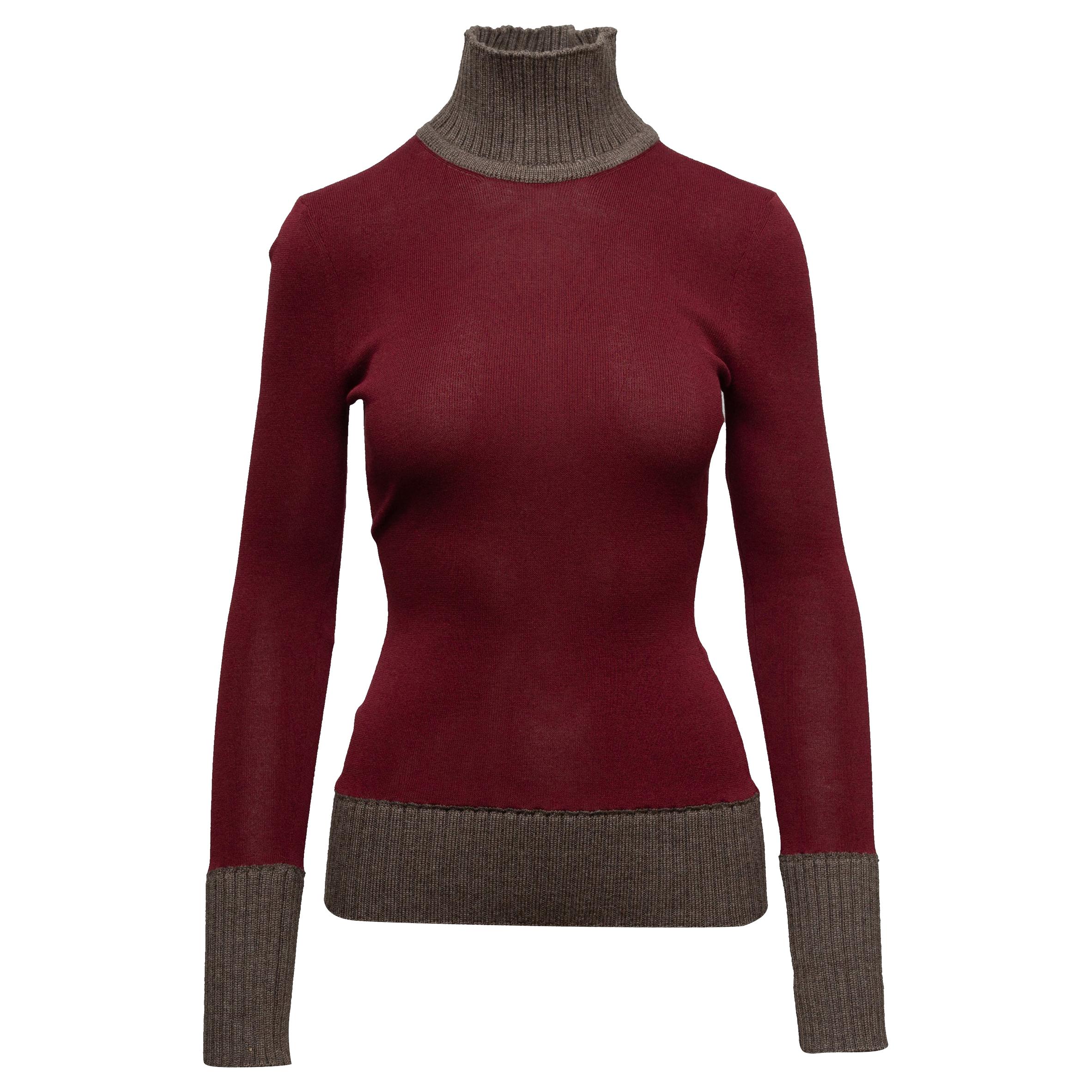 Victoria Beckham Burgundy & Brown Turtleneck Sweater