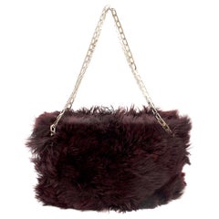 Victoria Beckham Burgundy Fur Chain Tote
