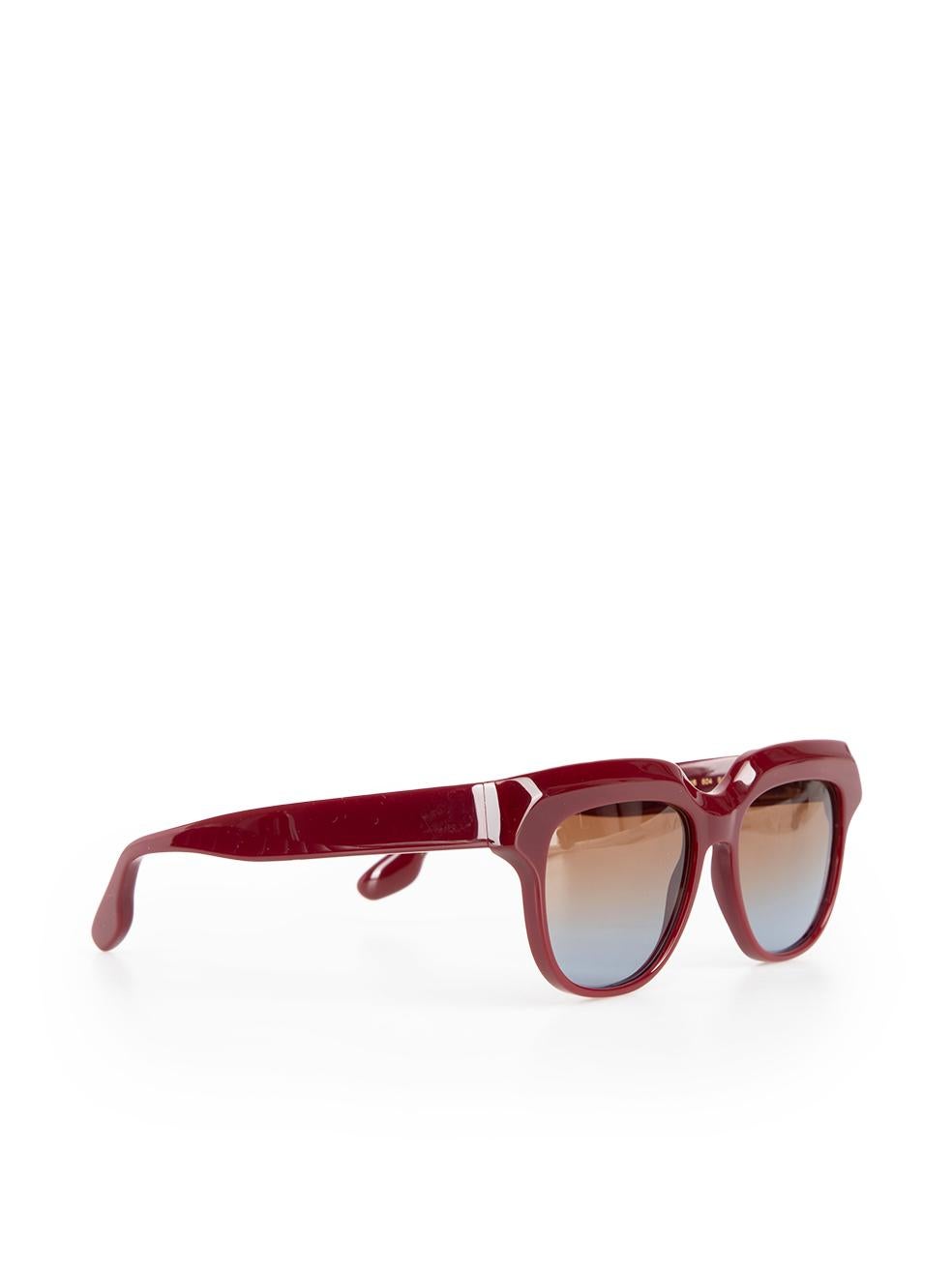 Victoria Beckham Burgundy & Orange Gradient Sunglasses In New Condition In London, GB